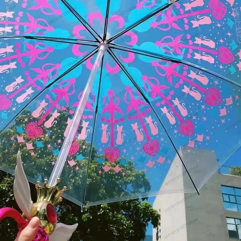Sailor Moon Wand - 귀여운 세일러문 투명 우산, 빛나는 마법