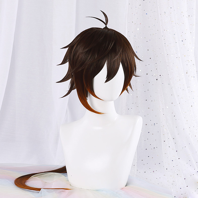 Anime Cosplay Orange Hair - 고품질 게임 Genshin Impact Zhongli 코스프레