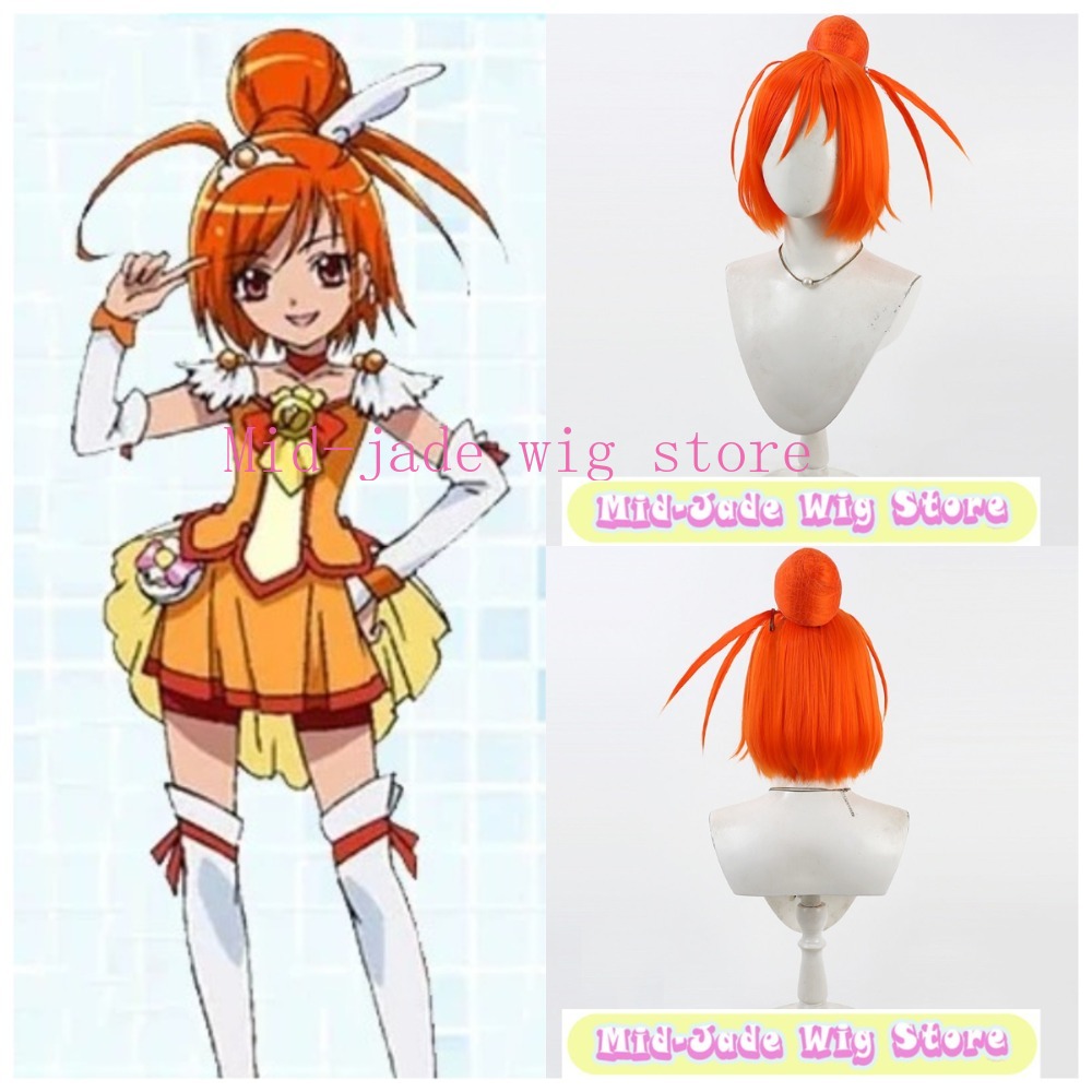 Anime Cosplay Orange Hair - Smile PreCure 아카네 히노 코스프레 가발