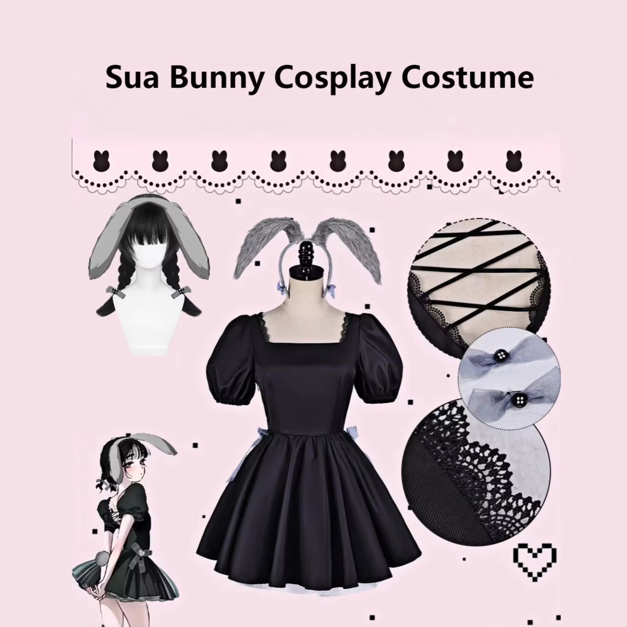 Alien Stage Sua 3주년 기념 토끼 카페 스 - Anime Cosplay Black Girl 리뷰 및 가격