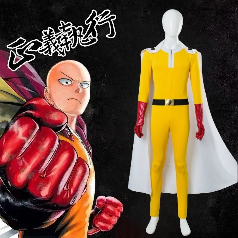 원 펀치 맨 사이타마 코스프레 의상 성인용 노란색 점프 - Anime Cosplay One Punch Man 리뷰 및 가격