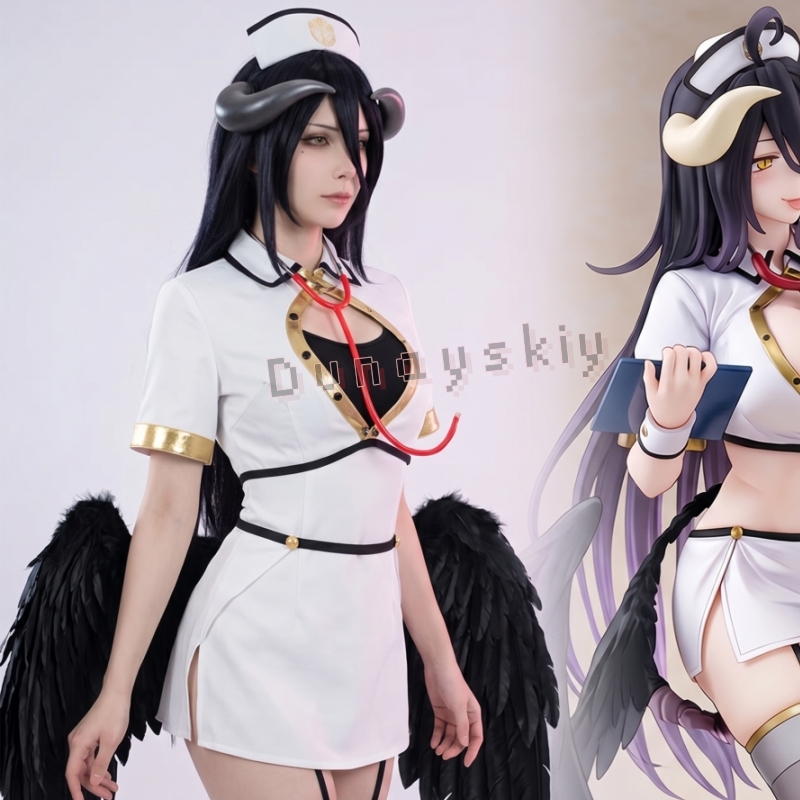 오버로드 알베도 고딕 엔젤 간호사 코스프레 의상 블랙  - Anime Cosplay Nurse 리뷰 및 가격
