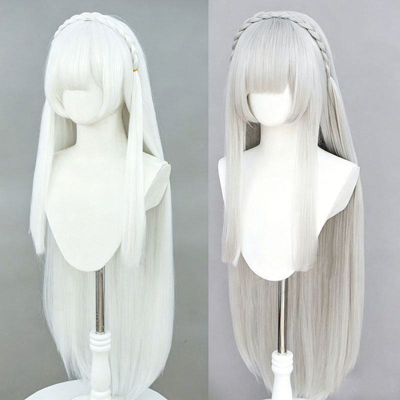 애니메이션 Re: 제로 에밀리아 코스프레 가발 실버 화 - Cosplay Anime White Hair 리뷰 및 가격
