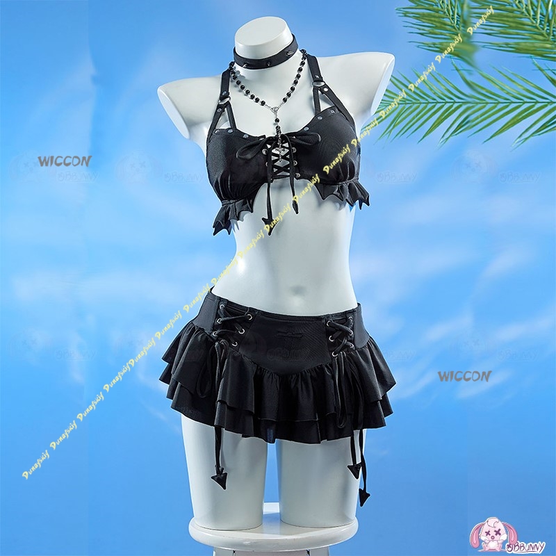 코스프레 의상 소녀 섹시 수트 미 하이 샤 수영복 고딕 - Anime Cosplay Black Girl 리뷰 및 가격