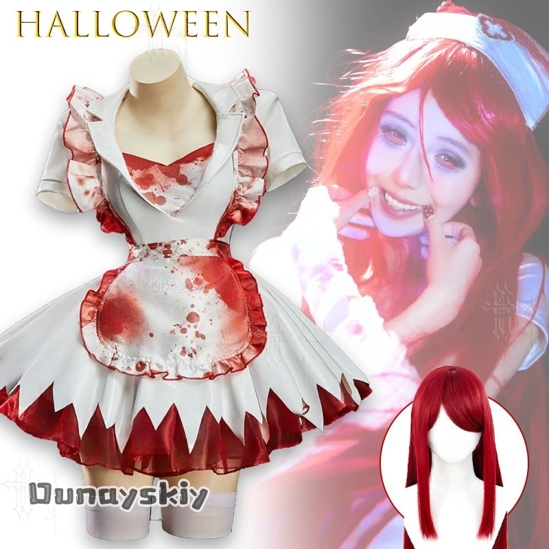 OHaYo% 블러디 간호사 팬아트 할로윈 코스프레 의상 - Anime Cosplay Nurse 리뷰 및 가격