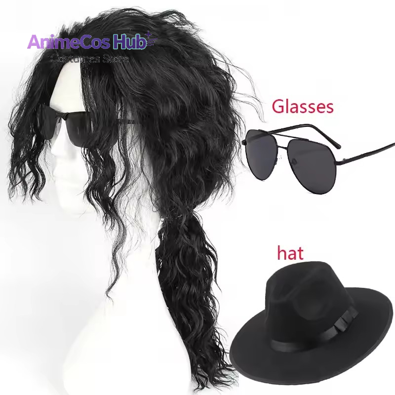 애니메이션 마이클 잭슨 코스프레 마이클 코스프레 블랙  - Cosplay Anime Black Hair 리뷰 및 가격