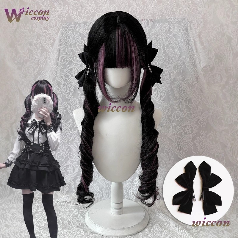 만화 ‌ 검은색 가발 핑크색 코스프레 가발 앞머리가 있 - Cosplay Anime Black Hair 리뷰 및 가격
